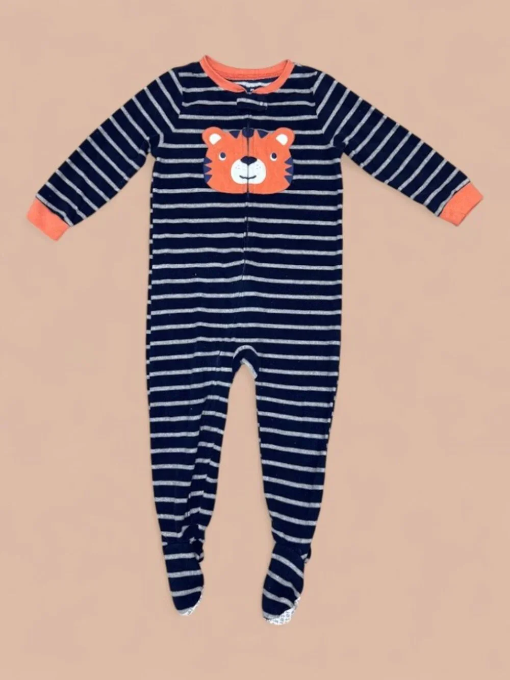 Tiger Fleece Footed Pajamas 3T Striped One Piece Sleeper